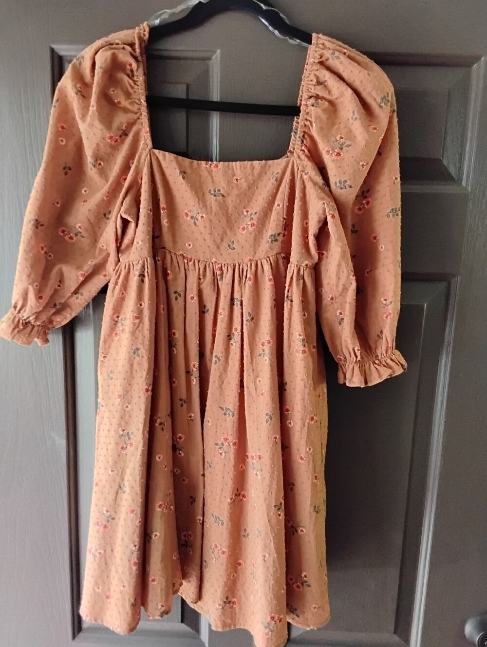 Altar'd STATE RUST Floral Puff-Sleeve Dress XS